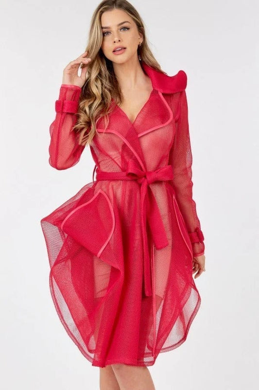 Moon Light Mesh Coat in Red - Body By J'ne