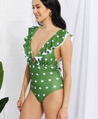 Moonlit Dip Ruffle Plunge Swimsuit in Mid Green - Body By J'ne