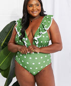 Moonlit Dip Ruffle Plunge Swimsuit in Mid Green - Body By J'ne