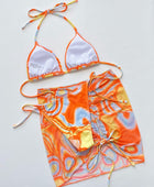 Multicolored Drawstring Ruched Three-Piece Swim Set - Body By J'ne