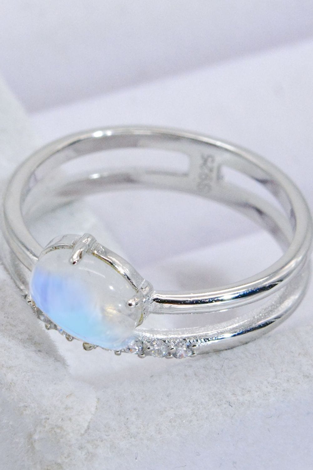 Natural Moonstone and Zircon Double-Layered Ring - Body By J'ne