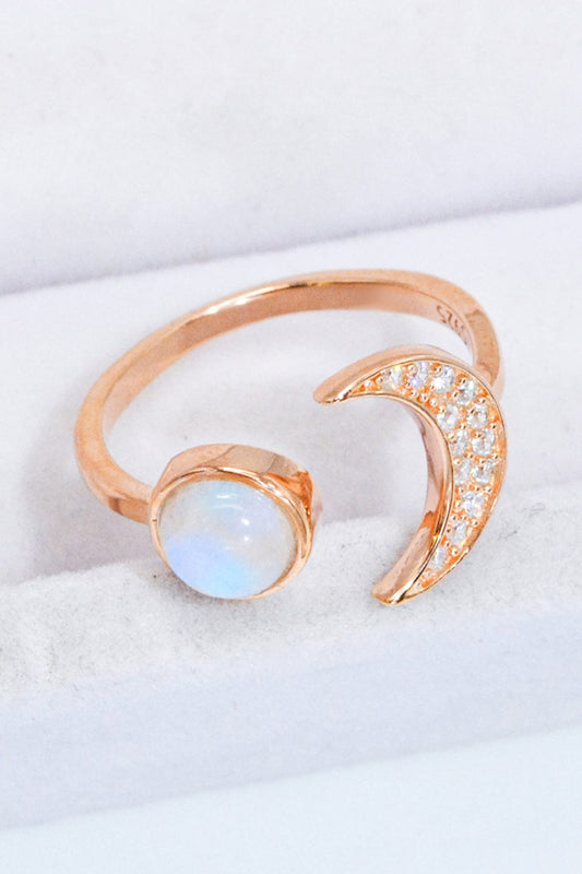 Natural Moonstone and Zircon Sun & Moon Open Ring - Body By J'ne