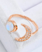 Natural Moonstone and Zircon Sun & Moon Open Ring - Body By J'ne