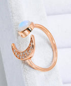 Natural Moonstone and Zircon Sun & Moon Open Ring - Body By J'ne