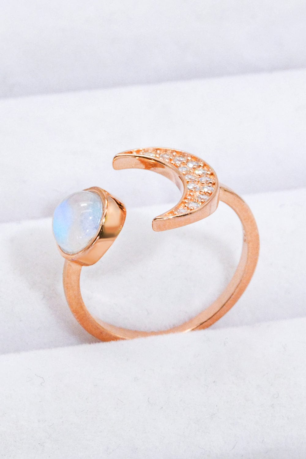 Natural Moonstone and Zircon Sun & Moon Open Ring - Body By J'ne