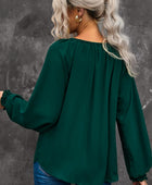 Notched Neck Lantern Sleeve Blouse - Body By J'ne