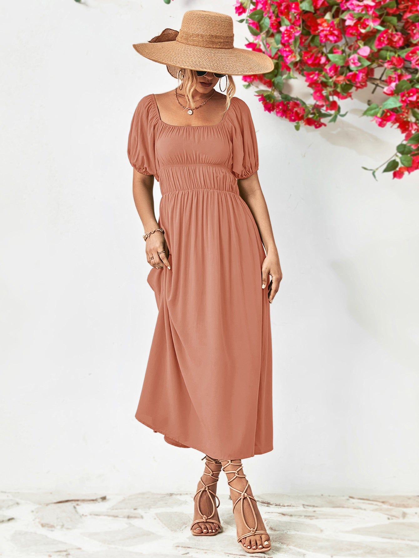 Off-Shoulder Balloon Sleeve Midi Dress - Body By J'ne