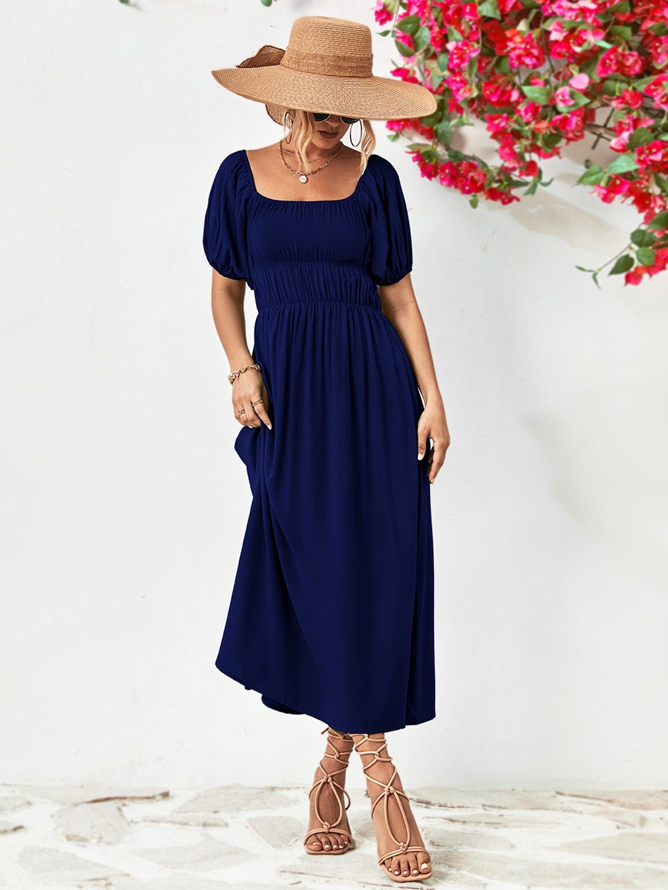Off-Shoulder Balloon Sleeve Midi Dress - Body By J'ne