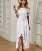 Off-Shoulder Drawstring Waist Ruffled High-Low Dress - Body By J'ne