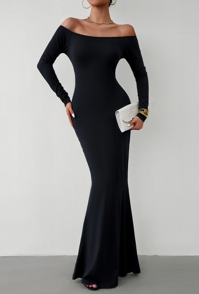 Off-Shoulder Long Sleeve Maxi Dress - Body By J'ne