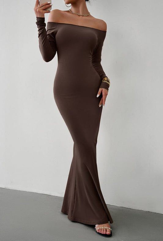 Off-Shoulder Long Sleeve Maxi Dress - Body By J'ne