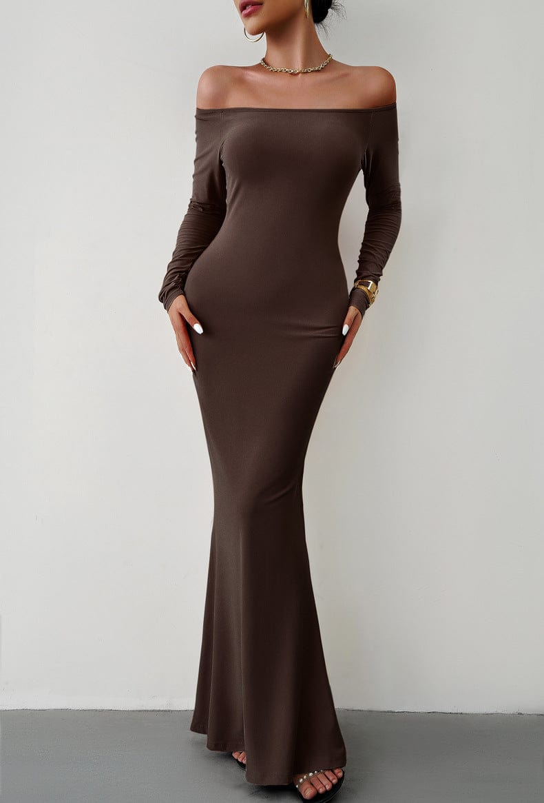 Off-Shoulder Long Sleeve Maxi Dress - Body By J'ne