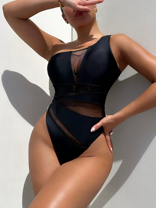 One-Shoulder Sleeveless One-Piece Swimsuit - Body By J'ne