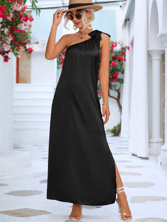 One-Shoulder Slit Maxi Dress - Body By J'ne