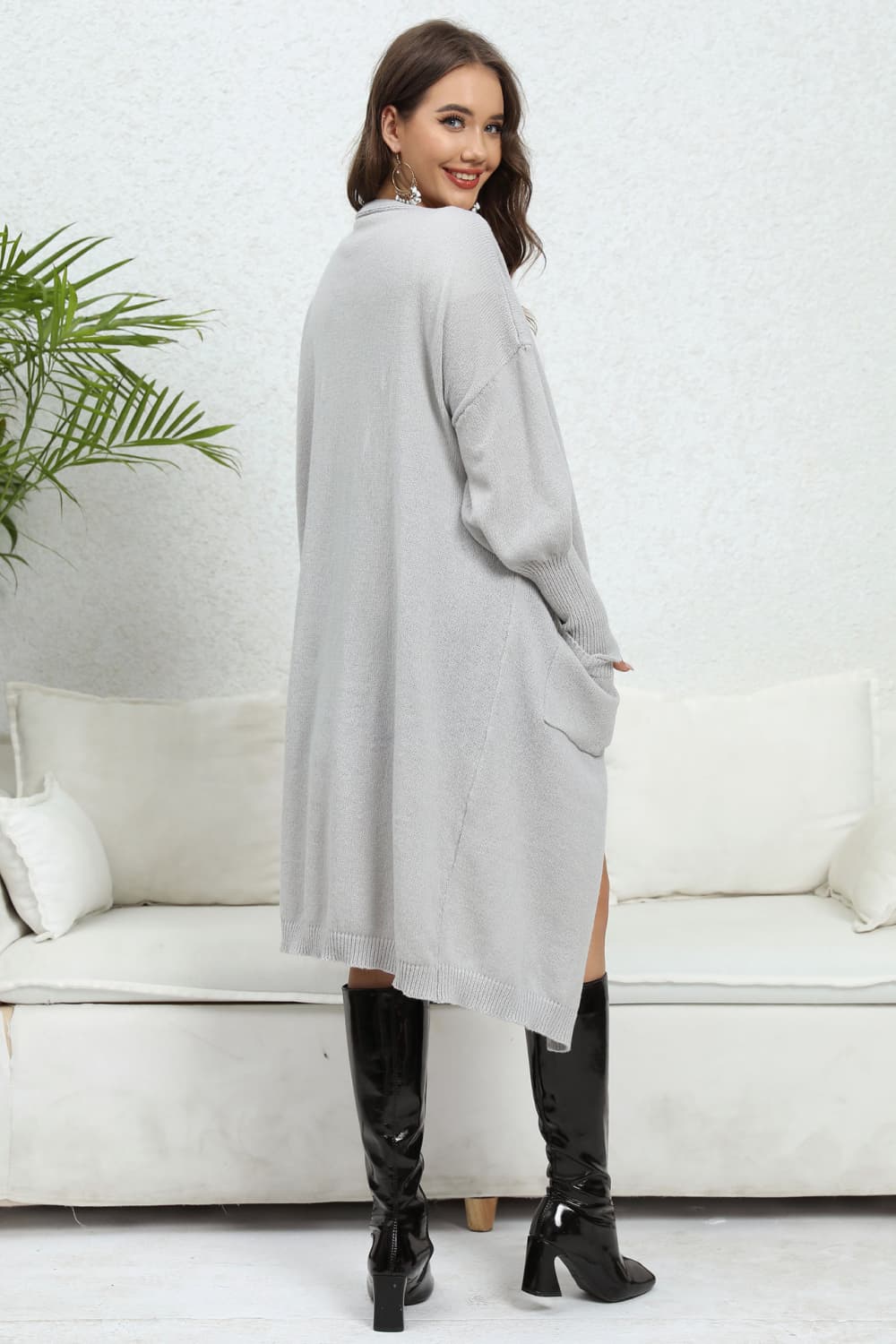 Open Front Dropped Shoulder Cardigan - Body By J'ne