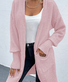 Open Front Dropped Shoulder Pocketed Cardigan - Body By J'ne