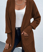 Open Front Dropped Shoulder Pocketed Cardigan - Body By J'ne