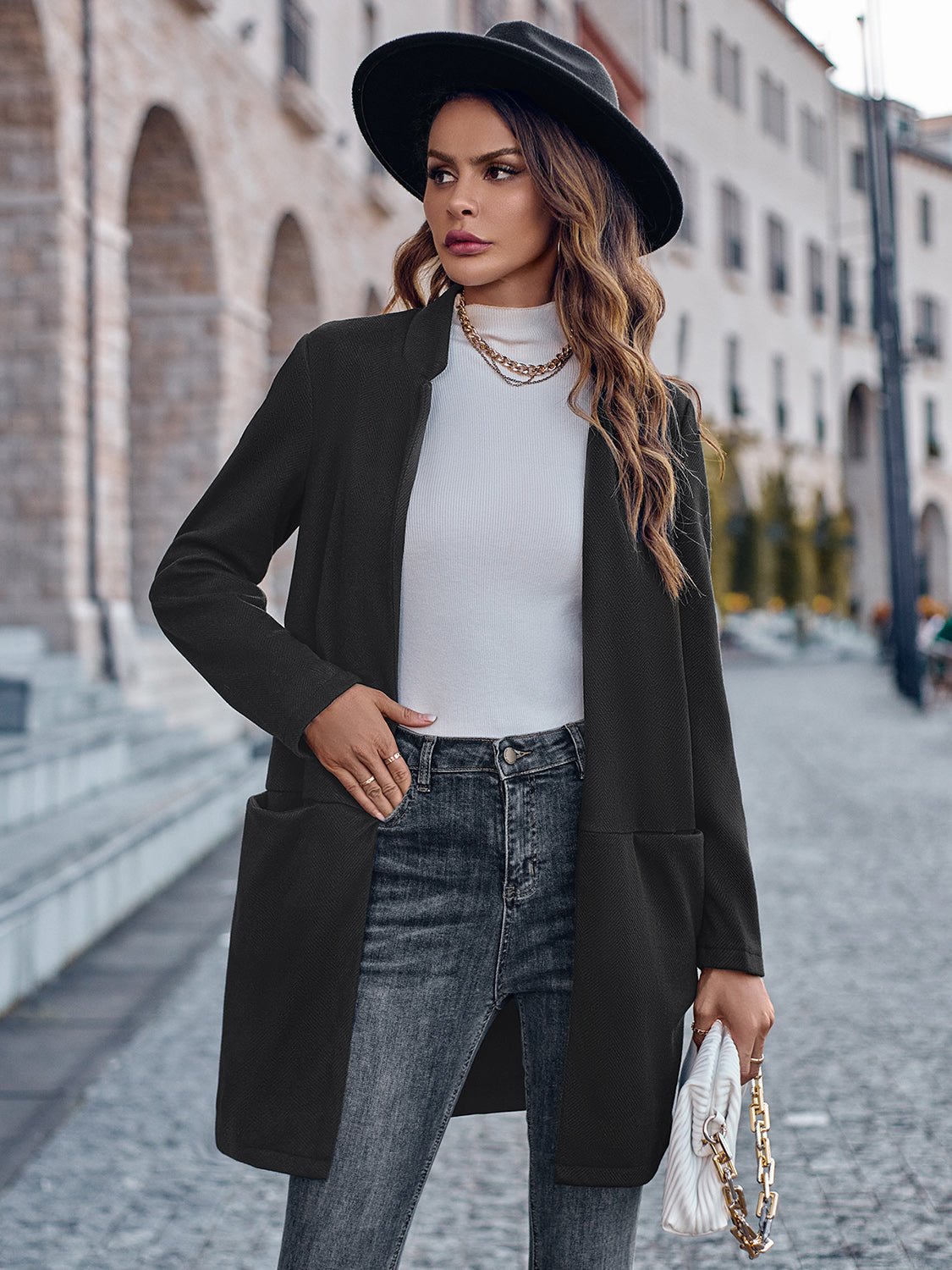 Open Front Long Sleeve Blazer - Body By J'ne