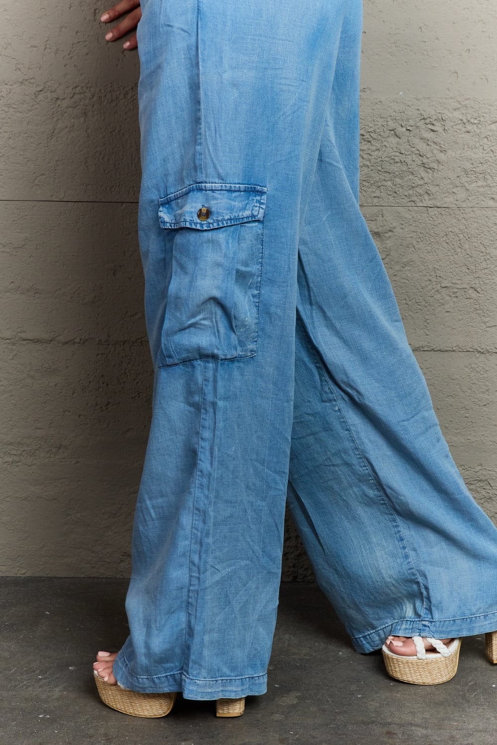 Out Of Site Full Size Denim Cargo Pants - Body By J'ne