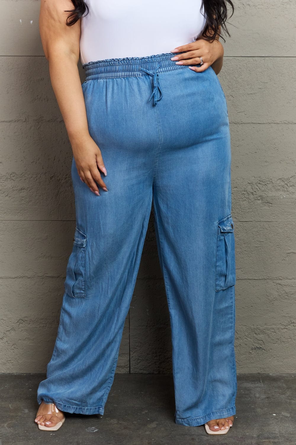 Out Of Site Full Size Denim Cargo Pants - Body By J'ne