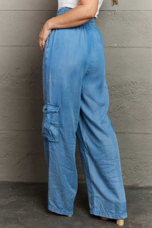 Out Of Site Full Size Denim Cargo Pants - Body By J'ne