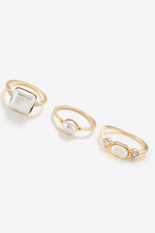 Pearl 18K Gold-Plated Ring Set - Body By J'ne