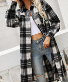 Plaid Belted Button Down Longline Shirt Jacket - Body By J'ne