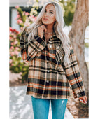 Plaid Button Front Shirt Jacket with Breast Pockets - Body By J'ne