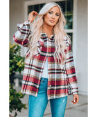 Plaid Button Front Shirt Jacket with Breast Pockets - Body By J'ne