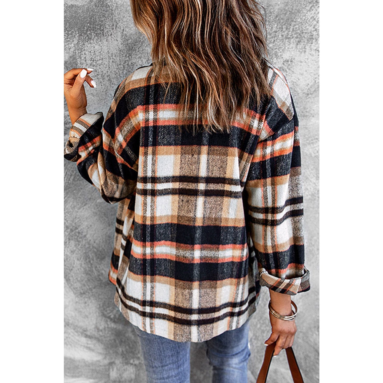 Plaid Button Front Shirt Jacket with Breast Pockets - Body By J'ne