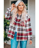 Plaid Button Front Shirt Jacket with Breast Pockets - Body By J'ne