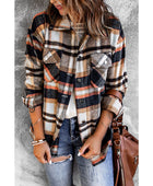 Plaid Button Front Shirt Jacket with Breast Pockets - Body By J'ne