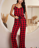 Plaid Lace Trim Spaghetti Strap Jumpsuit - Body By J'ne