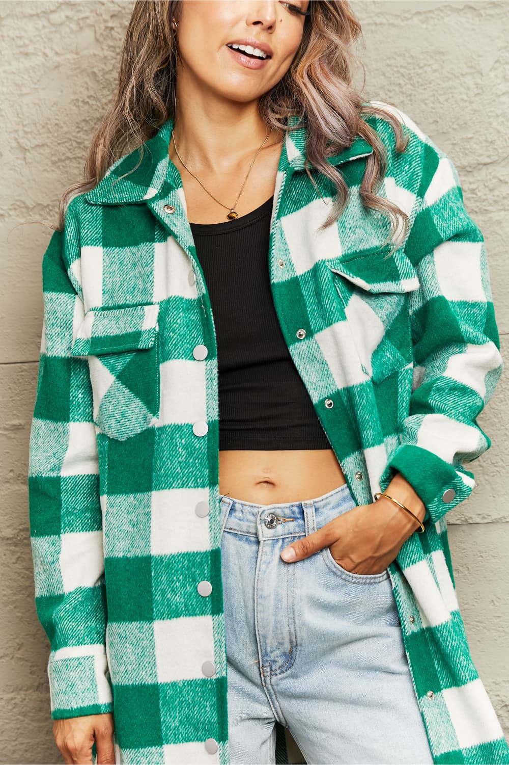 Plaid Longline Shirt Jacket - Body By J'ne