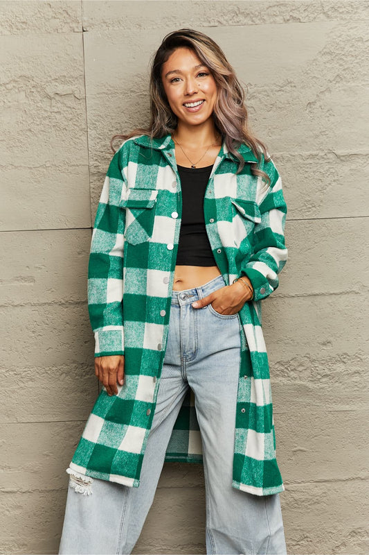 Plaid Longline Shirt Jacket - Body By J'ne