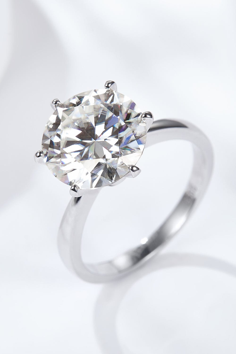 Platinum-Plated 5 Carat  Moissanite Solitaire Ring - Body By J'ne