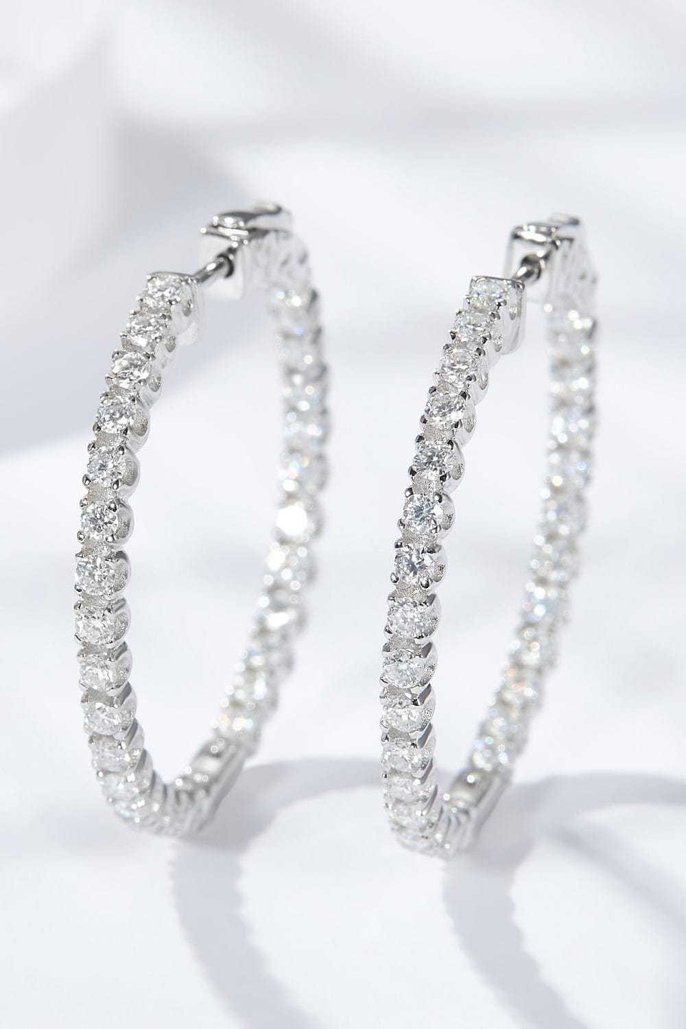 Platinum-Plated Moissanite Huggie Earrings - Body By J'ne