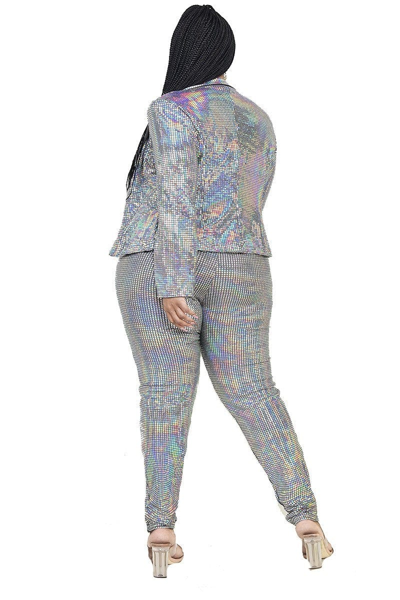 Plus Disco Metallic Sequins 2 Piece Jacket Set - Body By J'ne