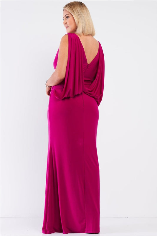 Plus Draped Back V-neck Sleeveless Maxi Dress - Body By J'ne