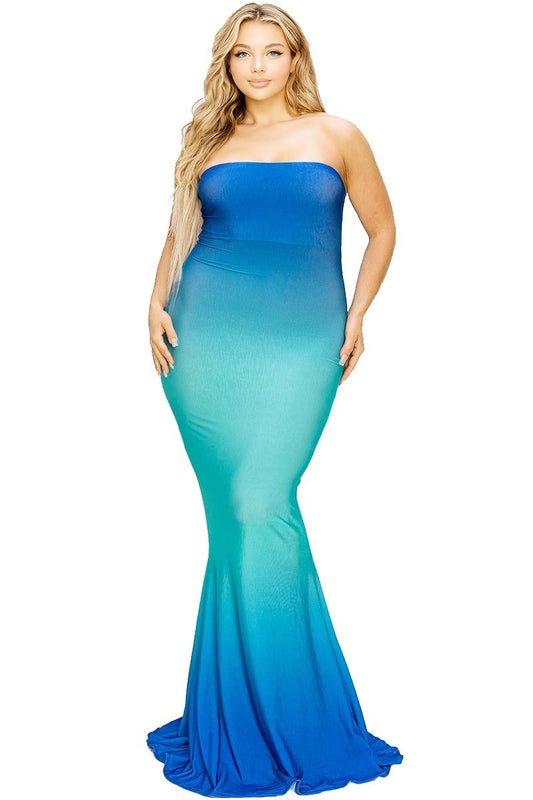 Plus hot summer gradient tube maxi dress - Body By J'ne