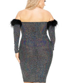 Plus Off Shoulder Feather Trim Detail Sequin Dress - Body By J'ne