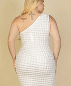 Plus Size Bubble Fabric One Shoulder Bodycon Mini Dress - Body By J'ne