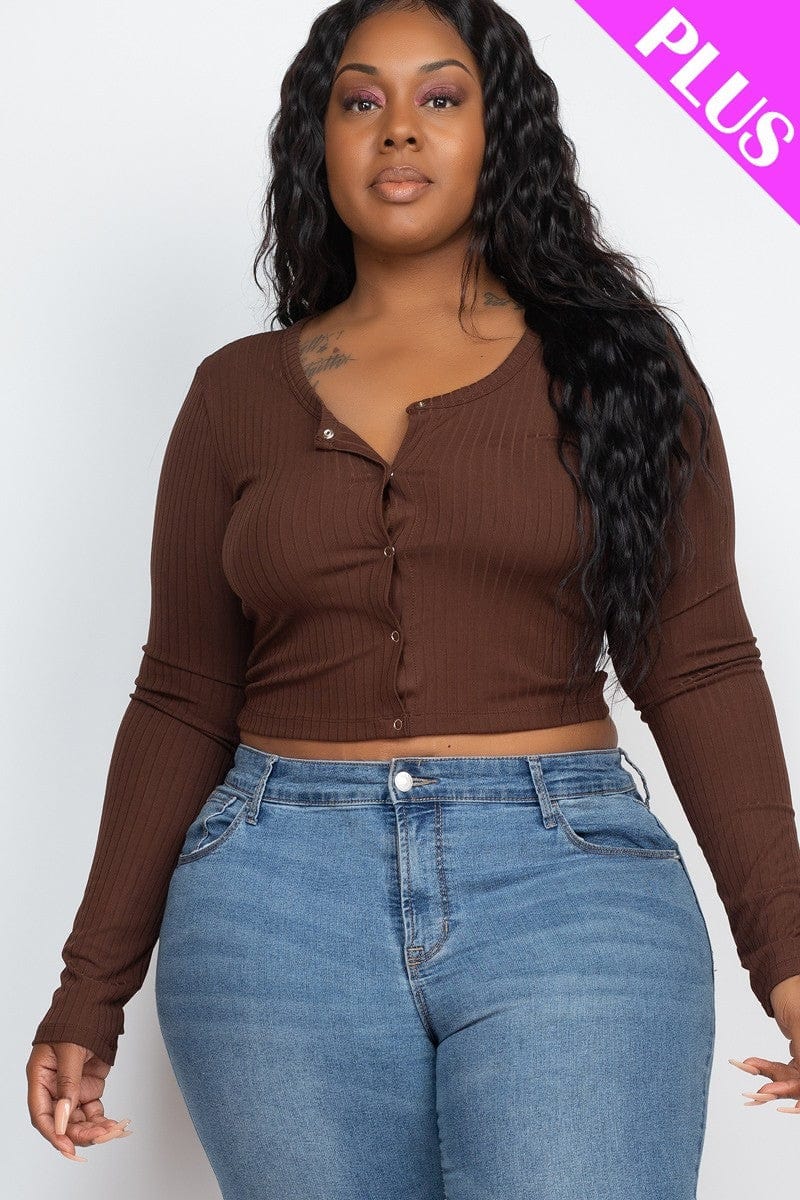 Plus Size Button Up Cropped Top - Body By J'ne