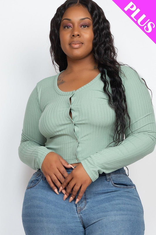 Plus Size Button Up Cropped Top - Body By J'ne