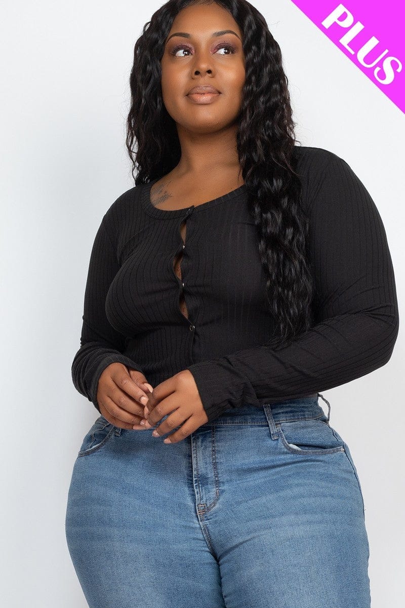 Plus Size Button Up Cropped Top - Body By J'ne