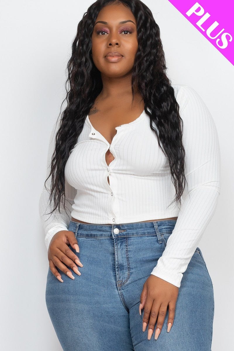 Plus Size Button Up Cropped Top - Body By J'ne