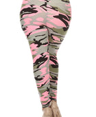 Plus Size Camouflage Printed Knit Legging With Elastic Waistband And High Waist Fit - Body By J'ne
