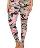 Plus Size Camouflage Printed Knit Legging With Elastic Waistband And High Waist Fit - Body By J'ne