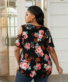 Plus Size Cold-Shoulder Round Neck Curved Hem Tee - Body By J'ne