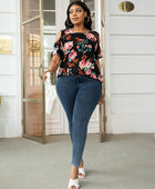 Plus Size Cold-Shoulder Round Neck Curved Hem Tee - Body By J'ne